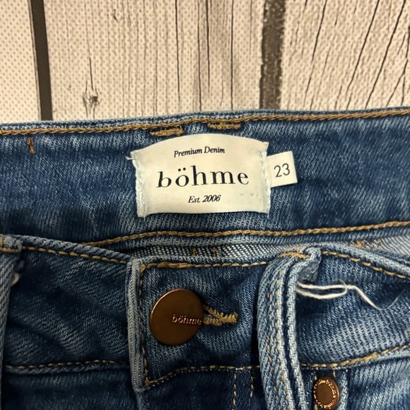 Boheme Dark Blue Skinny Jeans premium denim size 23 raw hem - Picture 3 of 9
